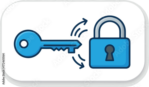 Key unlocking a padlock representing security and access control.