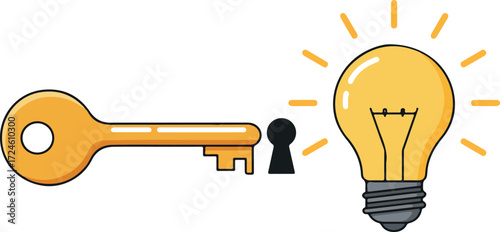 Key unlocks idea concept of innovation and solution.
