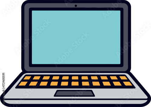 Laptop computer with a bright screen and keyboard ready for use.