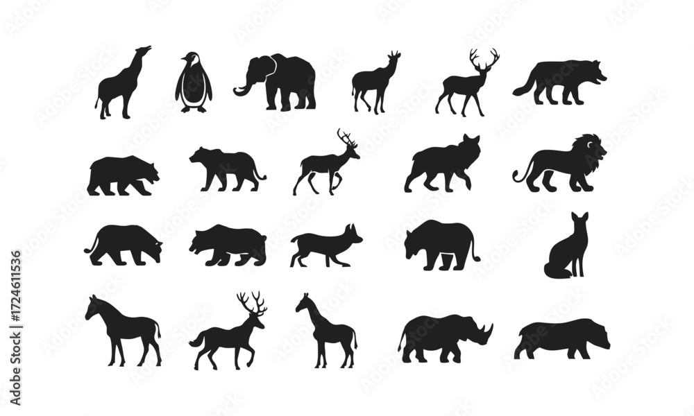Naklejka premium Animal icon logo set