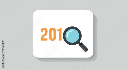 Magnifying glass focuses on the year 2010 searching for the past.