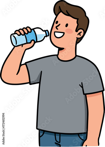 Man drinking water from a bottle to stay hydrated and healthy.