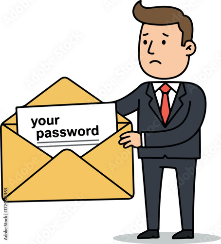 Man holding an envelope with password security concerns.