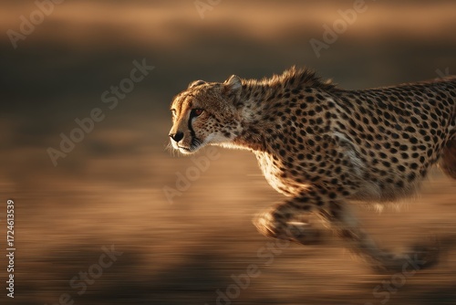 Cheetah in motion, golden light (1)