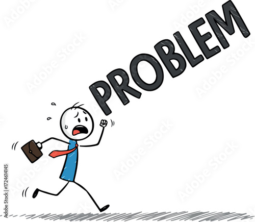 Man Running Away From Problem Symbolizing Stress and Pressure.