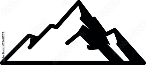 Mountain peak silhouette black and white simple design.
