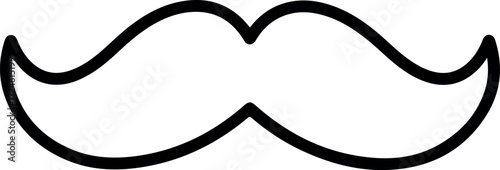 Mustache icon simple black outline design for face decoration.