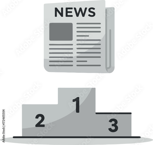 News publication and podium representing top stories and achievements.