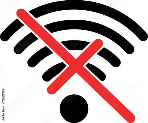 No internet connection symbol showing wireless network failure and unavailability.