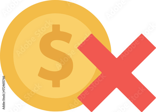 No Money Concept with Dollar Sign and Red Cross Mark.