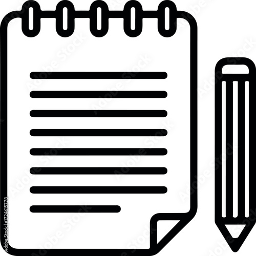 Notebook and pencil for writing and taking notes on paper.