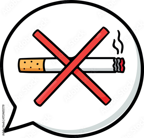 No smoking sign in speech bubble for health awareness.