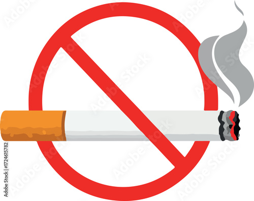 No Smoking Sign Depicting Cigarette Prohibition Symbol.