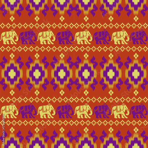 popular elephant pattern in asian style this elephant graphic is fashionable in thailand india and south east asia and this elephant and baby elephant can be for textile industry and any package 