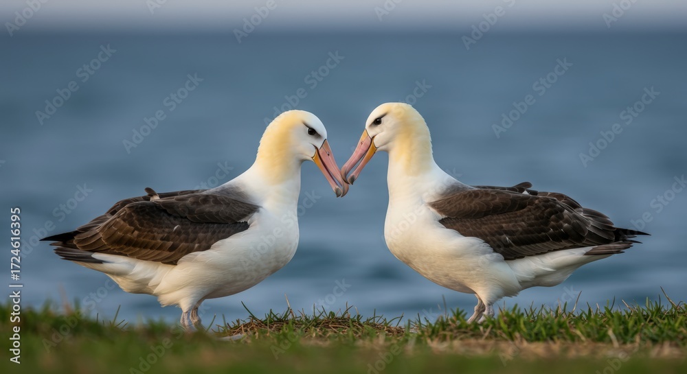 Obraz premium Pair of wandering albatrosses facing each other