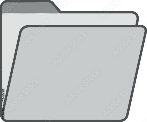 Open folder illustration with a light gray color scheme for documents and files.