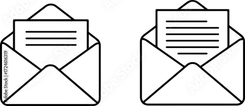 Open envelopes with letters communication and correspondence concept.