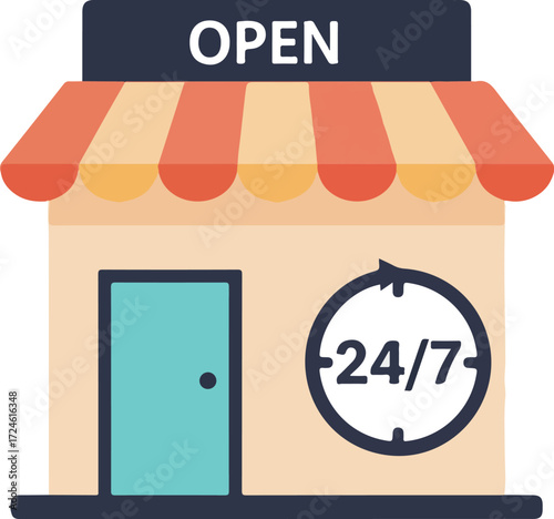 Open shop front with 247 service availability for customers.