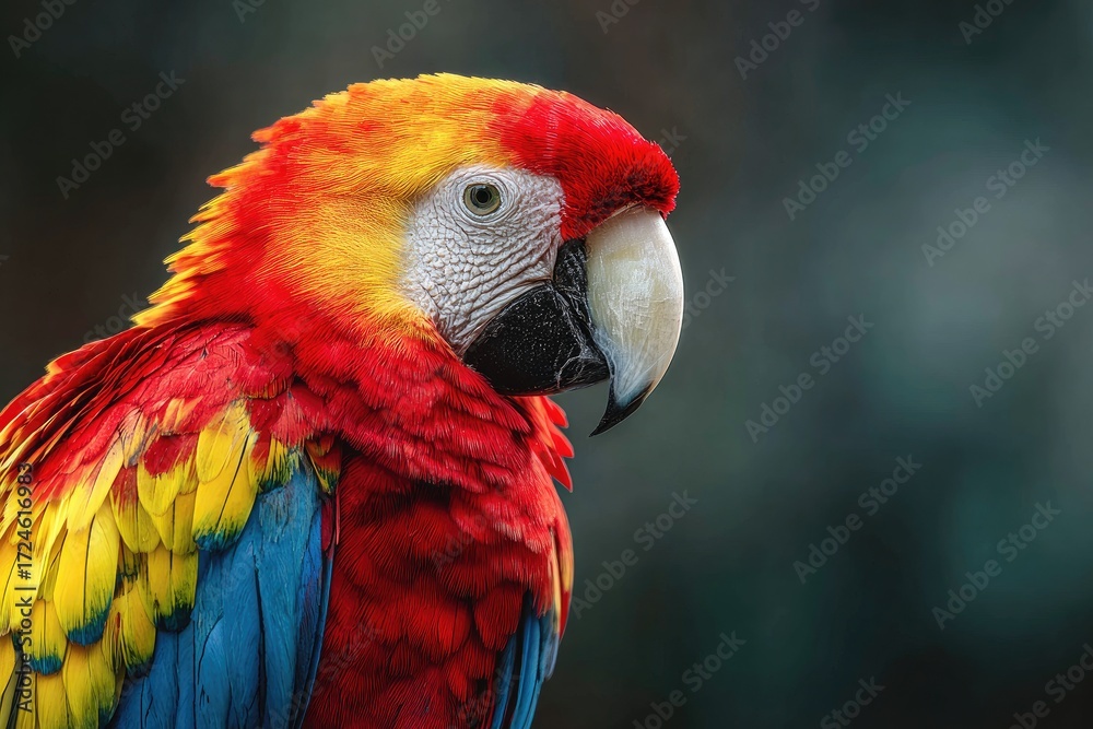 Fototapeta premium Close-up of a vibrant scarlet macaw (3)