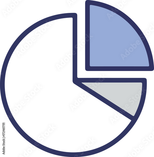 Pie chart representing data distribution with different colored segments for analysis.