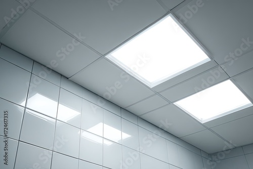Modern, bright, clean interior ceiling