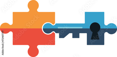 Puzzle key concept representing connection and solution.