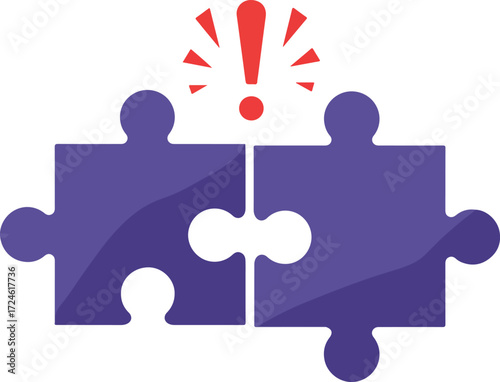 Puzzle pieces with exclamation mark symbolizing problem solving and solutions.