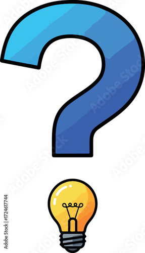 Question mark and light bulb representing ideas and solutions.
