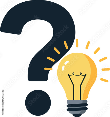 Question mark and light bulb representing idea and solution.