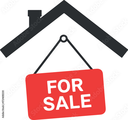 Real estate sign indicating a house for sale property market concept.