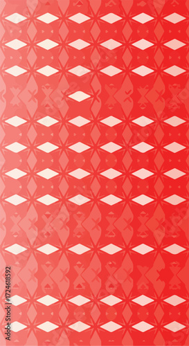 Red geometric pattern with diamond shapes creating a repeating design.
