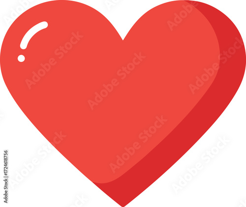 Red heart shape illustration representing love and affection for romantic concepts.