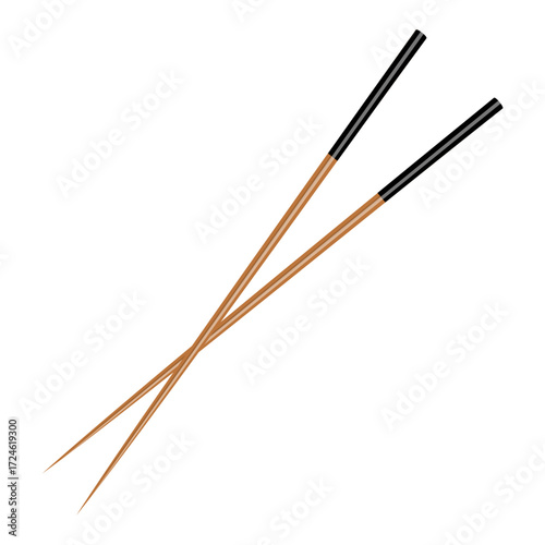 Pair of chopsticks resting on a clean white surface, ideal for culinary presentations