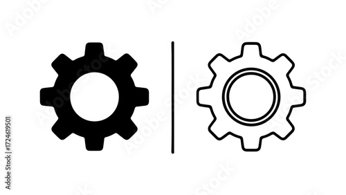 Two distinct gear icons representing settings and mechanical processes 1.