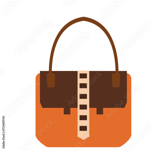 Stylish brown handbag with a unique design placed on a solid background
