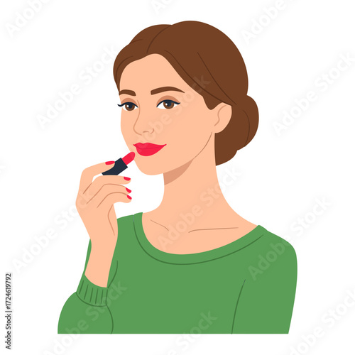 woman applying makeup flat style cartoon vector