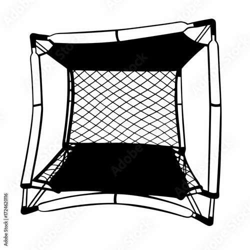 Black square safety net trap for sports and outdoor activities  