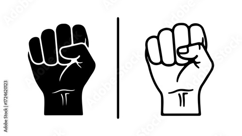 Two Fists Black and White Symbolism of Power and Solidarity.