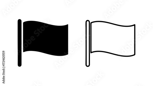 Two Flags Black and White Simple Design Flag Icons Vector Illustration.