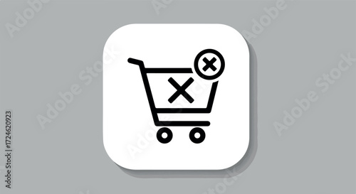 Shopping cart icon with a cross symbol indicating removal or deletion.