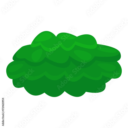 Vibrant green bush with layered leaves against a blank white background for design use