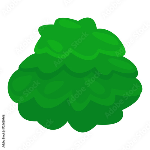 Vibrant green bush with layered leaves against a white background, ideal for nature-themed designs (3)