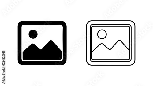 Two image icons one filled black and one outline.