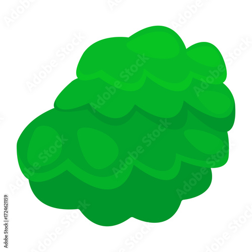 Lush green shrubbery with layered leaves against a white background, ideal for nature-themed designs