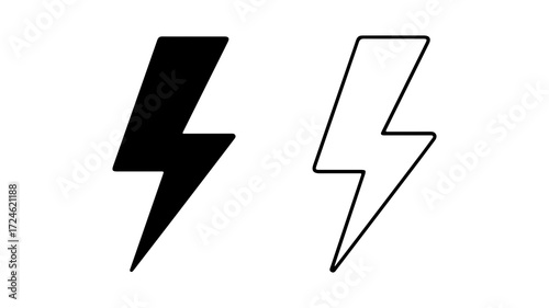 Two lightning bolt icons one black one white simple design graphic elements visual representation of energy.
