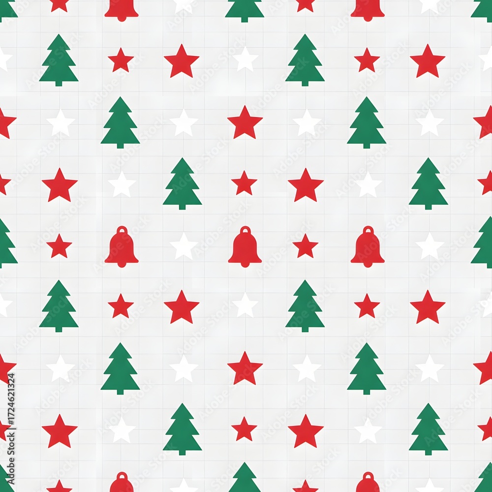 Obraz premium Seamless Christmas Tree and Star Pattern