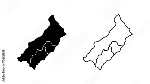 Two Maps of a Region One Filled One Outline.