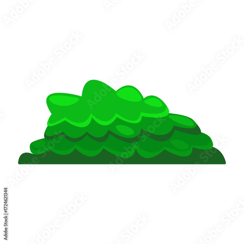 Vibrant green bush with layered leaves against a white background, ideal for nature-themed designs
