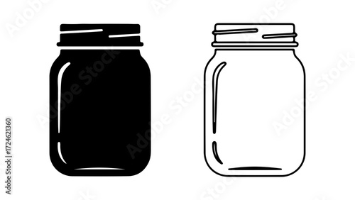 Two mason jars side by side one black and one outline.