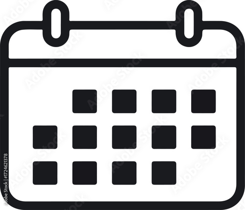 Simple calendar icon representing schedule and appointments for planning and organization.